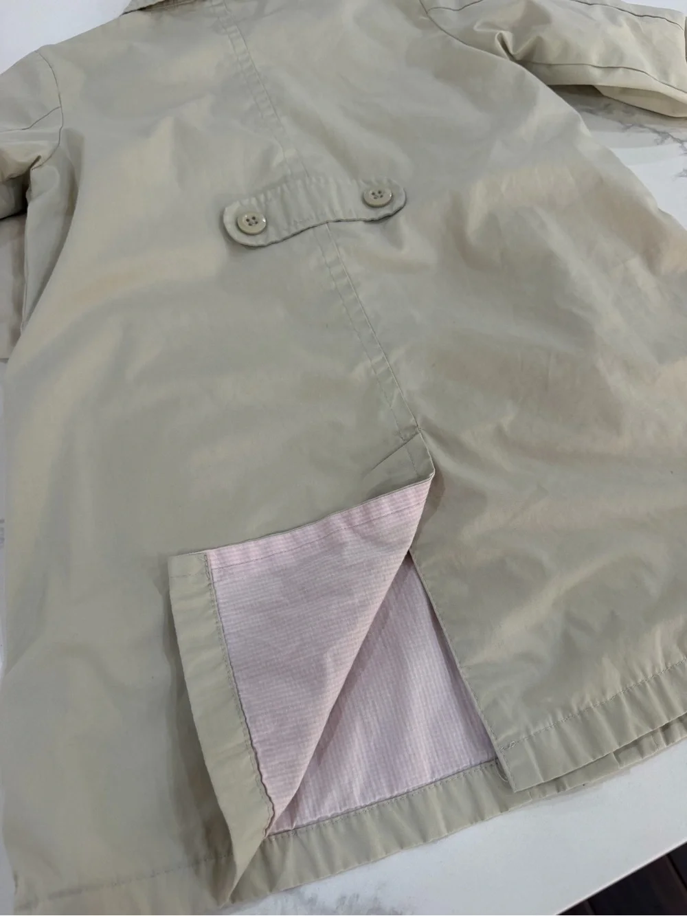 Gap Kids Girls Beige Classic Trench Coat Mac Jacket Light Pink Lining - Size 4